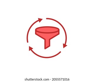 Funnel-Flachsymbol auf weißem Hintergrund