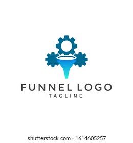 Funnel and Gear Logo Design Vector