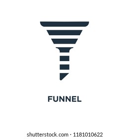 Funnel icon. Black filled vector illustration. Funnel symbol on white background. Can be used in web and mobile.