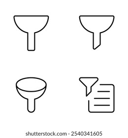 funnel icon, filter symbol, vector set design with Editable Stroke. Line, Solid, Flat Line, thin style and Suitable for Web Page, Mobile App, UI, UX design.