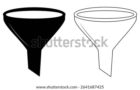Funnel icon, Filter icon vector design. Silhouette of outline filter or funnel design of glyph style. Filter design for app, logo, web, UI, UX. Vector illustration.