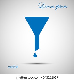 The funnel icon. Filtered and filter, laboratory, chemistry symbol