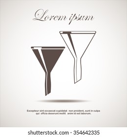 The funnel icon. Filtered and filter, laboratory, chemistry symbol