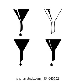 The funnel icon. Filtered and filter, laboratory, chemistry symbol