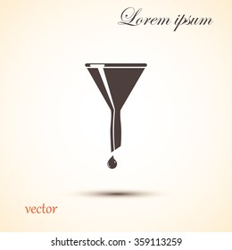 The funnel icon. Filtered and filter, laboratory, chemistry symbol