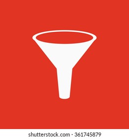 The funnel icon. Filtered and filter, laboratory, chemistry symbol. Flat Vector illustration
