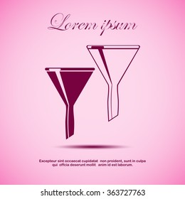 The funnel icon. Filtered and filter, laboratory, chemistry symbol