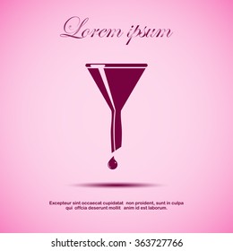The funnel icon. Filtered and filter, laboratory, chemistry symbol