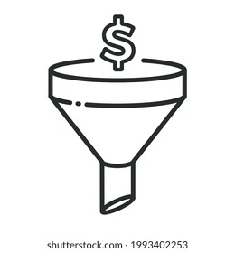 Funnel icon with filtering money.