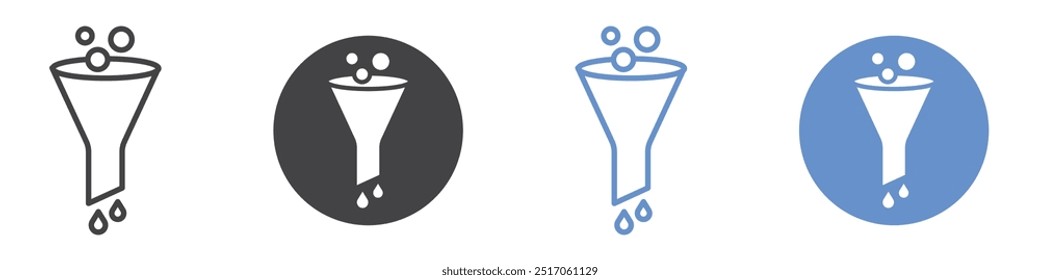 Funnel icon flat line symbol set.