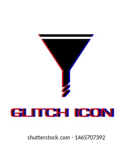 Funnel icon flat. Simple pictogram - Glitch effect. Vector illustration symbol