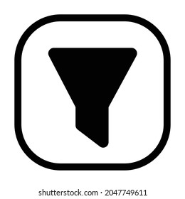 funnel Icon. Flat style rounded rectangle isolated on white background. Vector illustration
