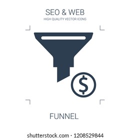 funnel icon. high quality filled funnel icon on white background. from seo web collection flat trendy vector funnel symbol. use for web and mobile