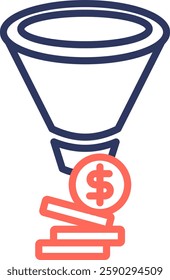 Funnel Icon Line Color Vector Illustration