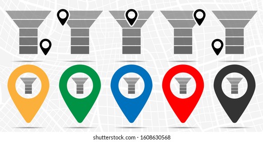 Funnel icon in location set. Simple glyph, flat illustration element of charts and diagrams theme icons