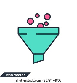Ilustración vectorial del logotipo del icono del embudo. plantilla de símbolo de filtro de datos para colección de diseño gráfico y web