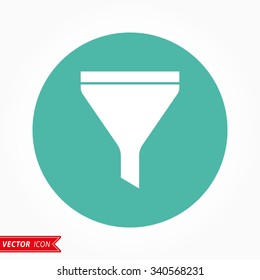 Funnel  icon  on green background. Vector illustration.