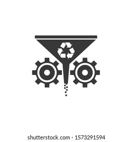 Funnel icon. Refresh filter icon. Gears funel. Stock vector illustration isolated on white background.