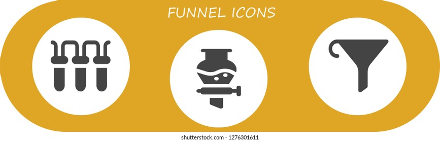  funnel icon set. 3 filled funnel icons. Simple modern icons about  - Filter, Funnel