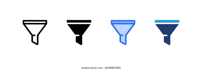 Funnel icon set multiple style collection. Vector illustration.