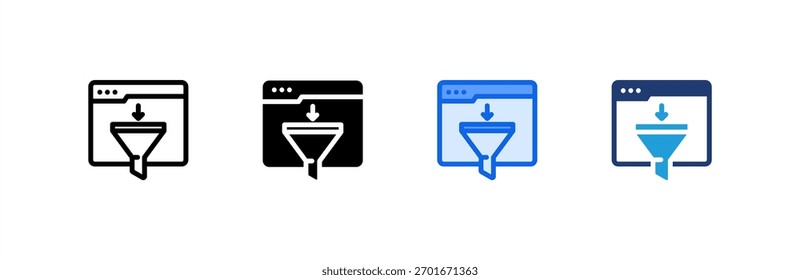 Funnel icon set multiple style collection. Vector illustration.