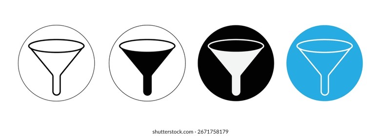 Conjunto de iconos de embudo de Vector sobre fondo blanco. Filtrar, conversión, ventas, proceso, gestión, marketing, análisis, datos, flujo, símbolo.
