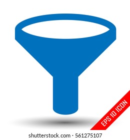 Funnel icon. Simple flat logo of funnel on white background. Vector illustration.