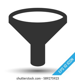 Funnel icon. Simple flat logo of funnel on white background. Vector illustration.