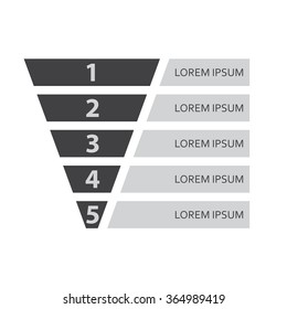 Funnel icon or symbol infographic template. Business concept with 5 options for marketing and sales. Vector illustration.
