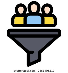 Símbolo de icono de embudo. Ilustración vectorial.