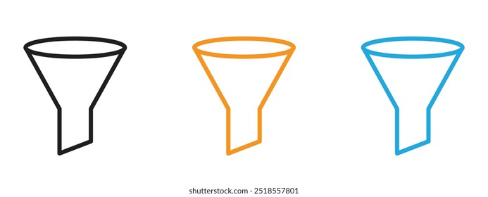 Trichtersymbol Dünne Linie Illustrationssatz