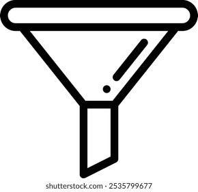 icono de embudo. Diseño De Estilo Lineal Delgado Aislado Sobre Fondo Blanco