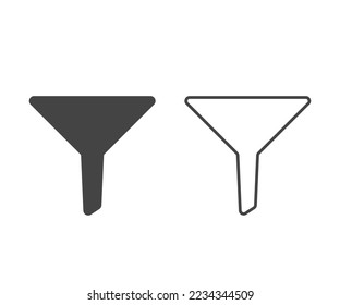 Funnel icon vector. Sort sign, filter symbol black and white simple flat design.