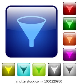 Funnel icons in rounded square color glossy button set