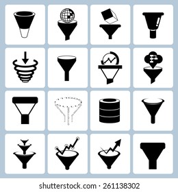 funnel icons set, filter icons set