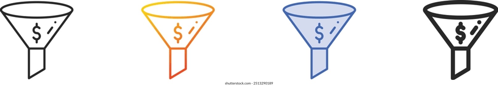 funnel icon.Thin Linear, Gradient, Blue Stroke and bold Style Design Isolated On White Background