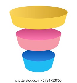 Funnel infographic 3 level 3d isometric