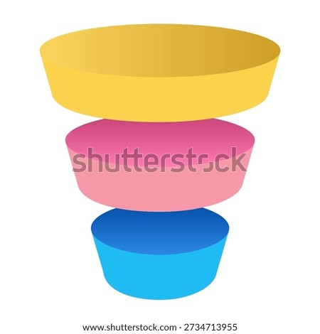 Funnel infographic 3 level 3d isometric