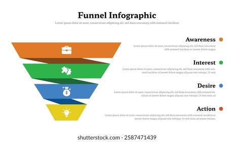 Funnel infographic presentation layout fully editable.