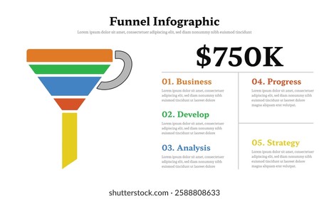 Funnel infographic presentation layout fully editable.