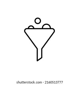Funnel for liquids, filter black vector icon illustration isolated on white background. Trendy flat, outline symbol, sign, for: infographic, logo, mobile, app, banner, web design, dev, ui, ux. EPS 10