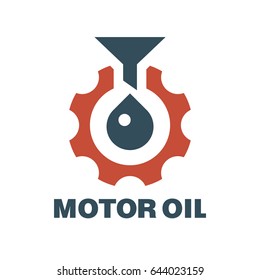 Funnel lubricant and gear. Motor oil logo. Vector illustration.