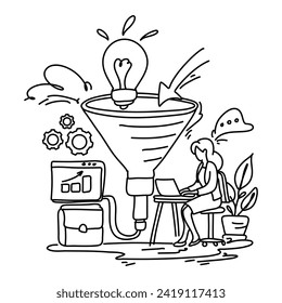 Funnel Marketing Illustration, Engage Users with Stunning Flat Web Design and Advertising Concepts