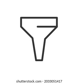 Funnel minimal line icon. Web stroke symbol design. Funnel sign isolated on a white background. Premium line icon.