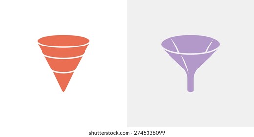 Funnel in orange and purple white background gray background