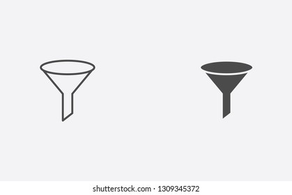 Funnel outline and filled vector icon sign symbol