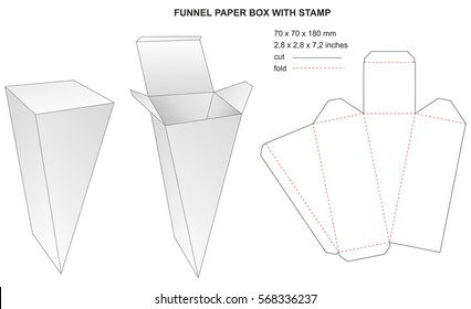 funnel paper box with stamp