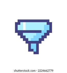Funnel pixelated RGB color ui icon. Customer journey. Making purchase. Simplistic filled 8bit graphic element. Retro style design for arcade, video game art. Editable vector isolated image