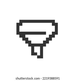 Funnel pixelated ui icon. Customer journey. Making purchase. Online marketplace. Editable 8bit graphic element. Outline isolated vector user interface image for web, mobile app. Retro style