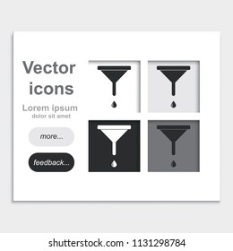 Funnel placed on web page template flat vector icon.